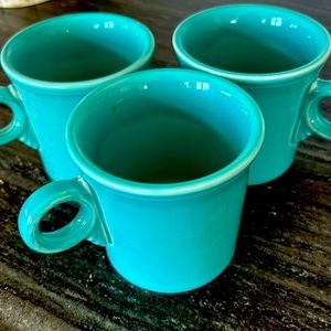 3 Pc Vintage Fiesta ware Aqua Mugs - Used